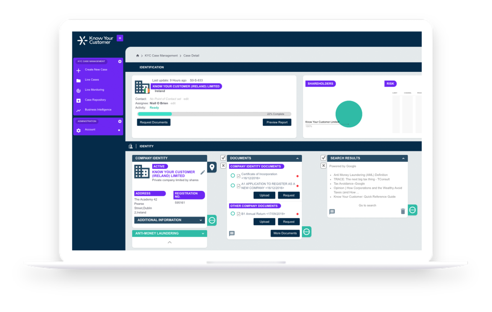 screenshot of Know Your Customer